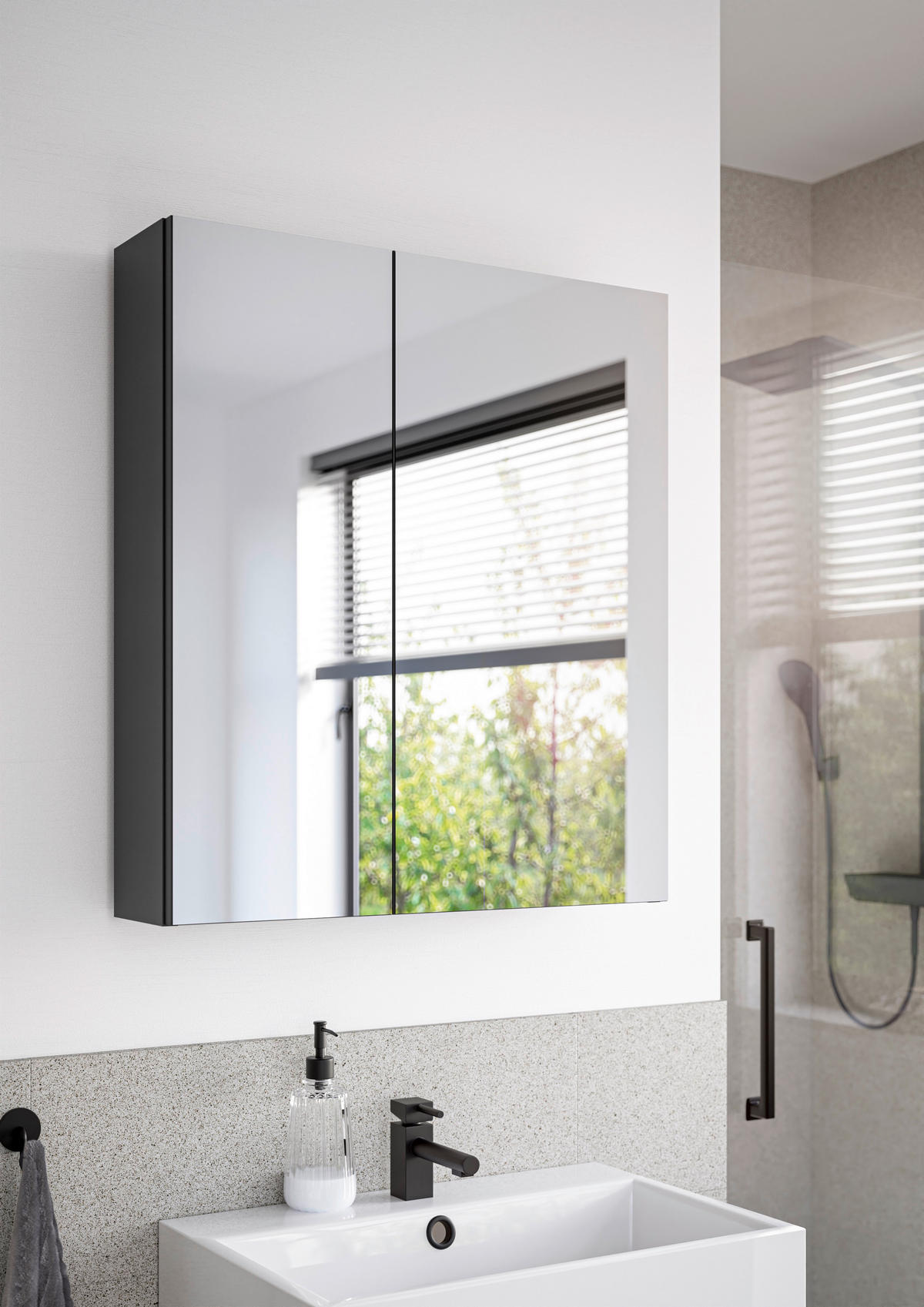 SPIEGELSCHRANK 60/69/15 cm  - Anthrazit, Design, Glas/Holzwerkstoff (60/69/15cm) - home24