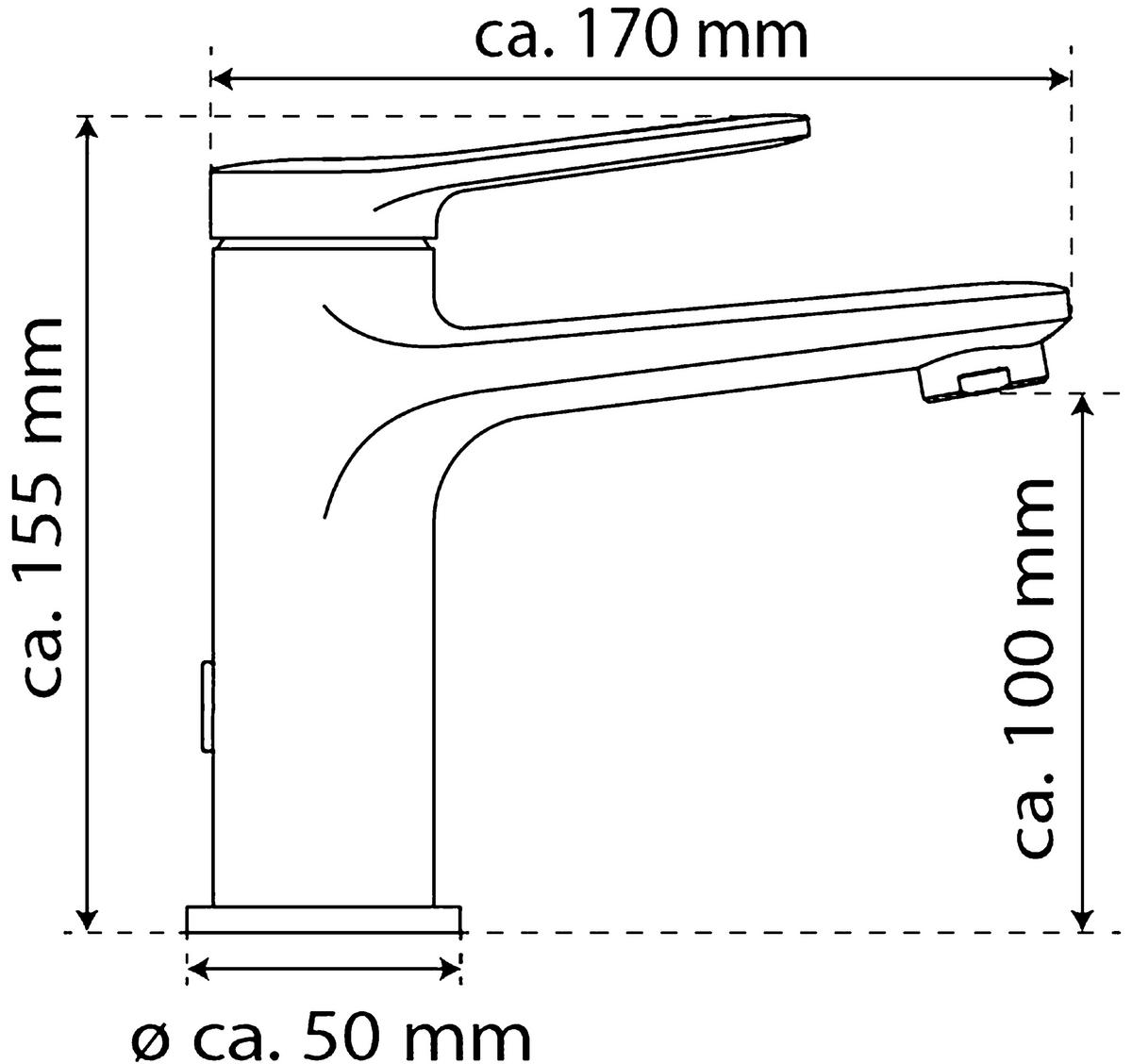 WASCHTISCHARMATUR 5/15,5/17 cm  - Schwarz, Basics, Metall (5/15,5/17cm)