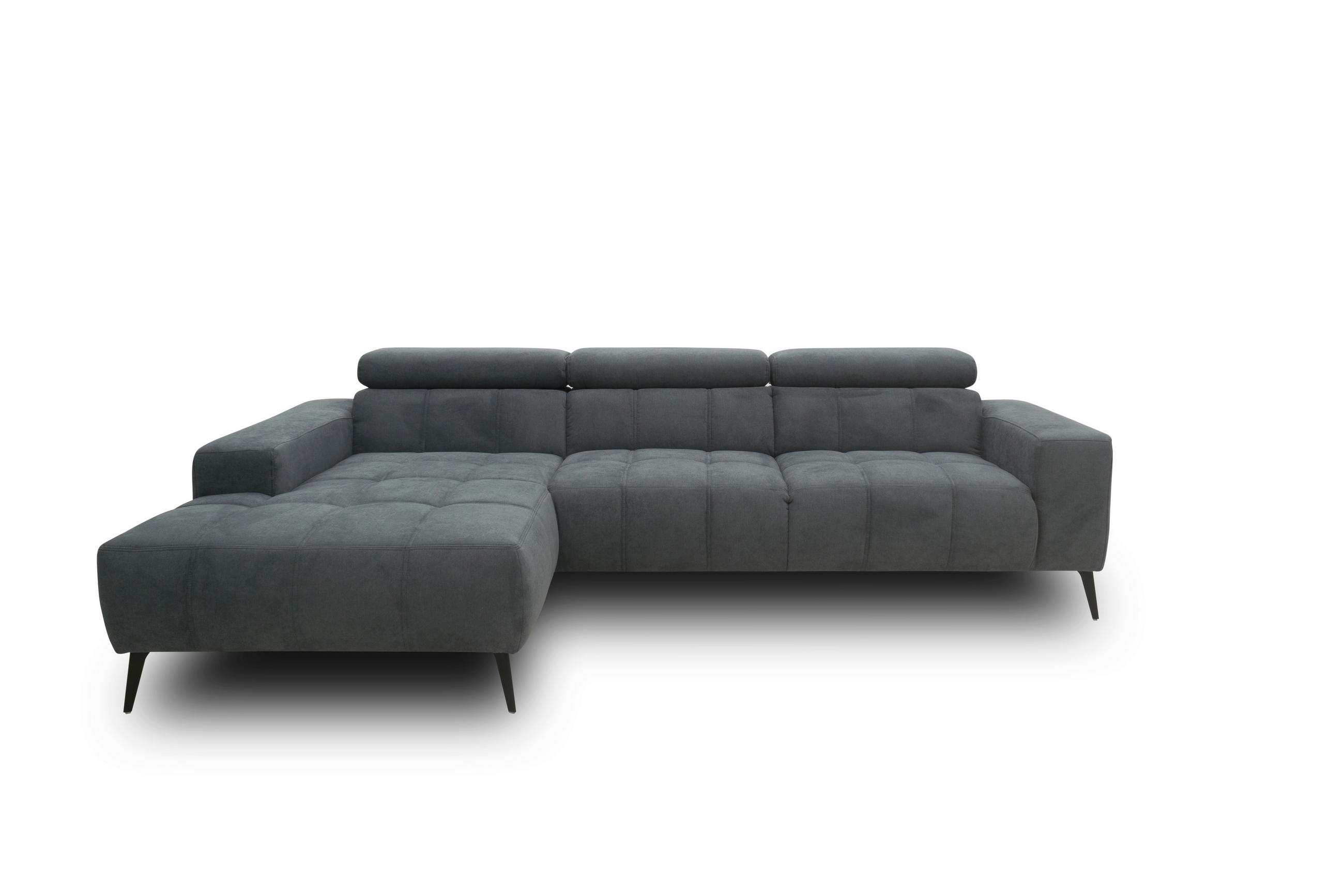 ECKSOFA TRENTO Dunkelgrau Mikrofaser  - Dunkelgrau/Schwarz, MODERN, Textil/Metall (287/175cm) - MID.YOU