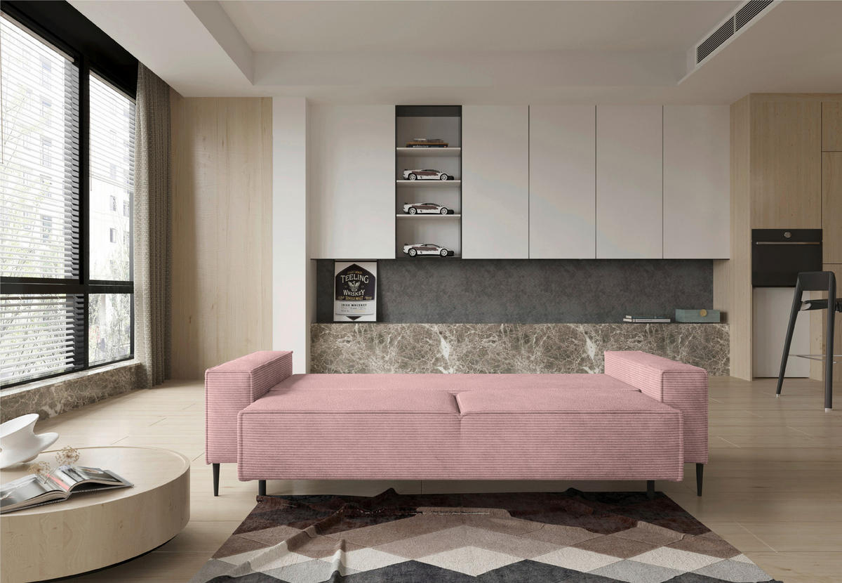 SCHLAFSOFA in Webstoff Mauve  - Mauve/Schwarz, Design, Textil/Metall (240/89/103cm) - Ti'me