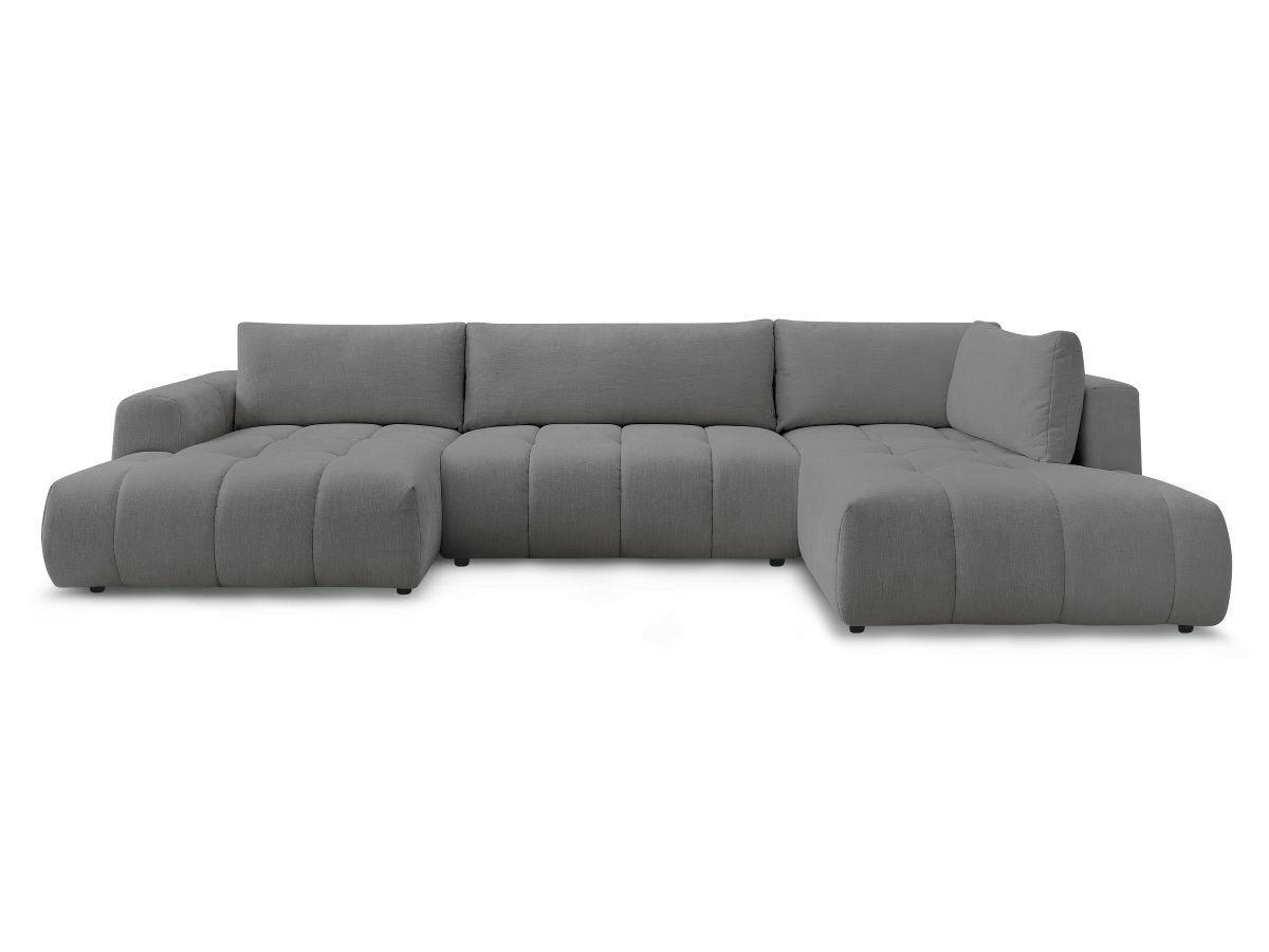 WOHNLANDSCHAFT  FUJI  Dunkelgrau Leinenoptik  - Dunkelgrau/Schwarz, MODERN, Kunststoff/Textil (160/377/204cm)