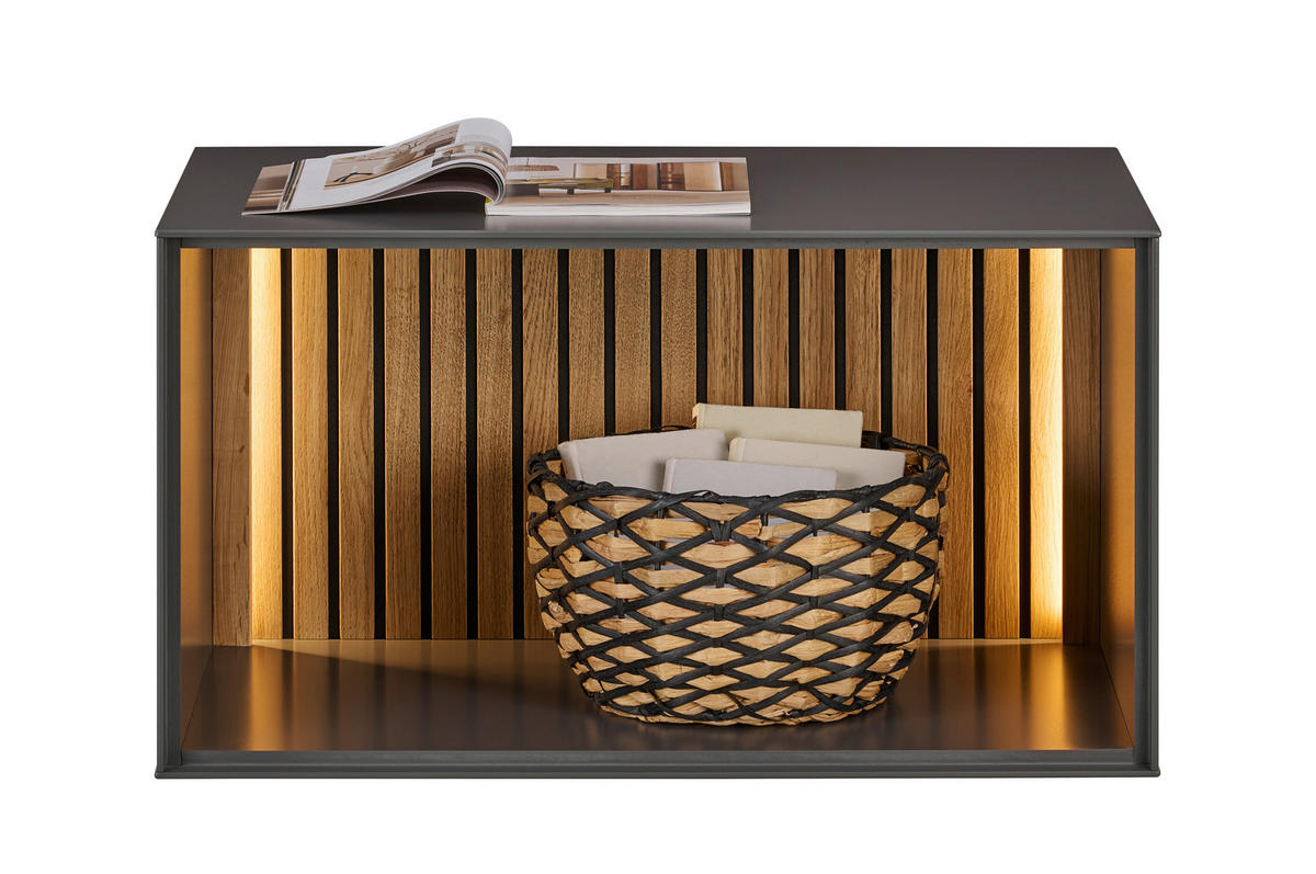 REGÁLOVÝ DIEL, dub, antracitová, farba duba, 80/44/50 cm - farba duba/antracitová, Design, drevo/kompozitné drevo (80/44/50cm) - Dieter Knoll