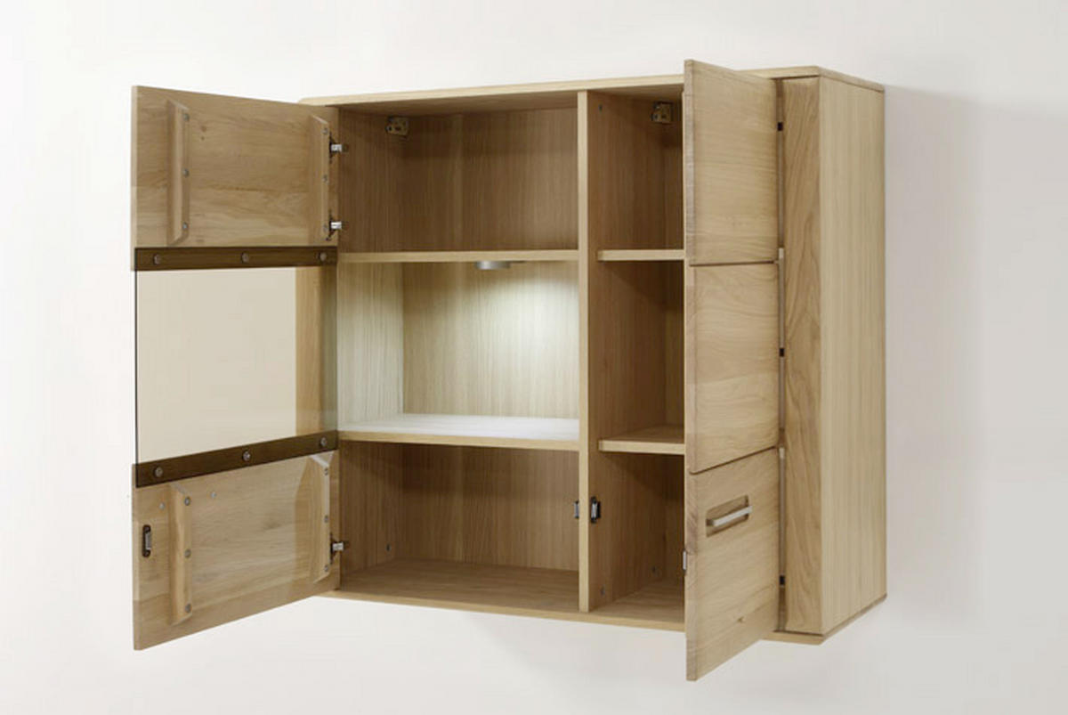 HÄNGEVITRINE in Eichefarben   - Eichefarben/Silberfarben, Design, Glas/Holz (107/98/38cm) - Livetastic