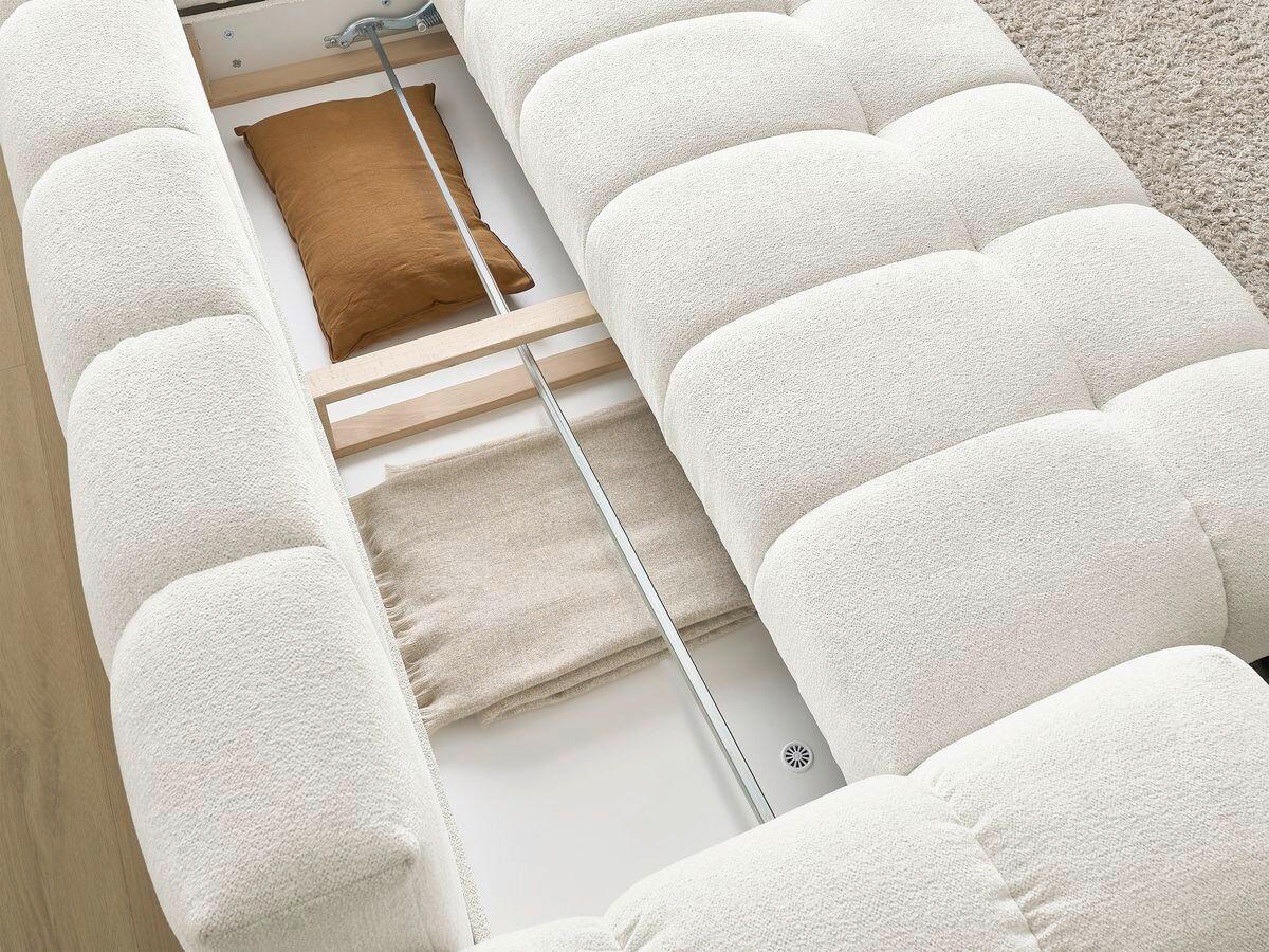 SCHLAFSOFA EVEREST  mit Armteil links, Armteil rechts Flachgewebe Weiß  - Schwarz/Weiß, MODERN, Kunststoff/Textil (278/115/90cm) - Livetastic