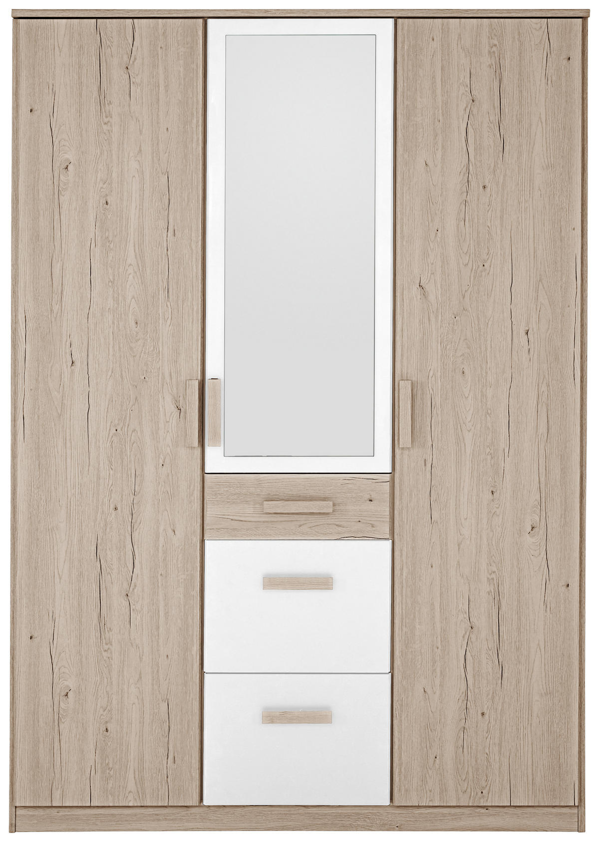 DREHTÜRENSCHRANK in Weiss, Eichefarben  - Weiss/Eichefarben, Design, Glas/Holzwerkstoff (135/199/58cm) - MID.YOU
