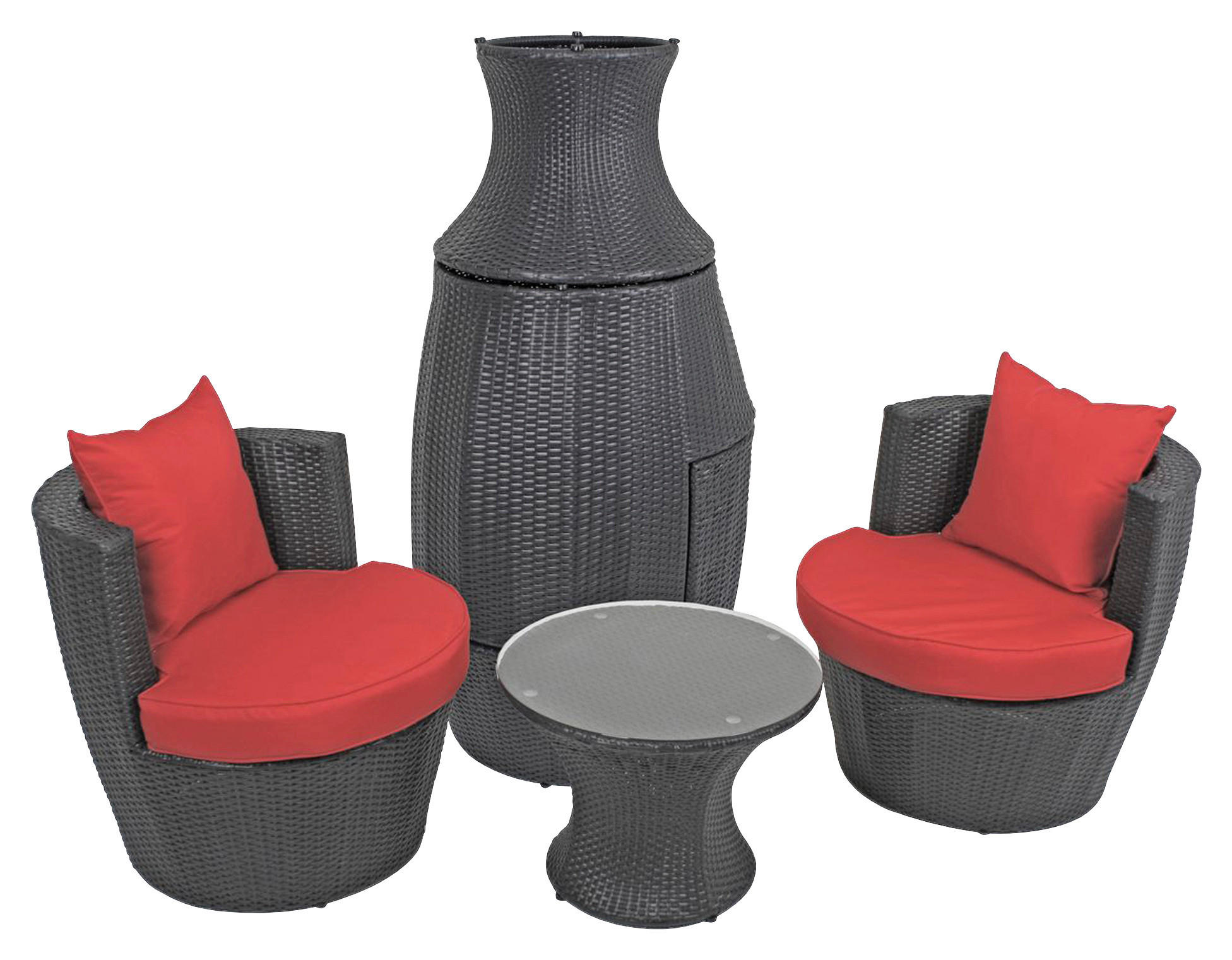 LOUNGEGARNITUR Stahl  - Rot/Schwarz, MODERN, Kunststoff/Metall (157/73/157cm) - Gardenson