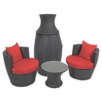 LOUNGEGARNITUR Stahl  - Rot/Schwarz, MODERN, Kunststoff/Metall (157/73/157cm) - Gardenson