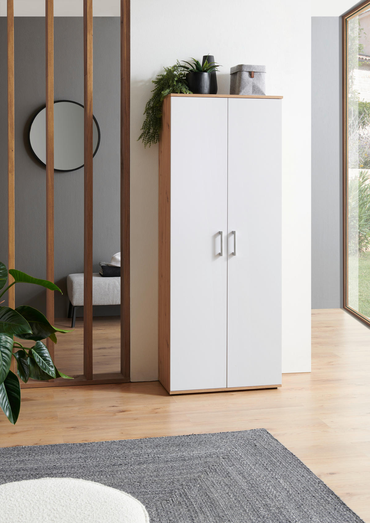 MULTISKÅP 70/178,9/33,5 cm 2-dörrar - vit/svart, Klassisk, trämaterial/plast (70/178,9/33,5cm) - Best Price