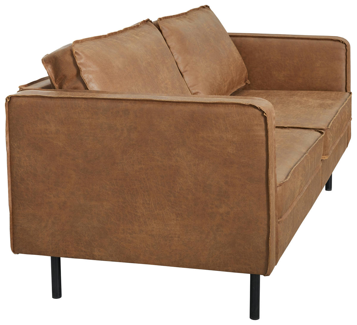 2-SITZER-SOFA in Lederlook Braun  - Schwarz/Braun, Design, Leder (190/84/90cm) - MID.YOU