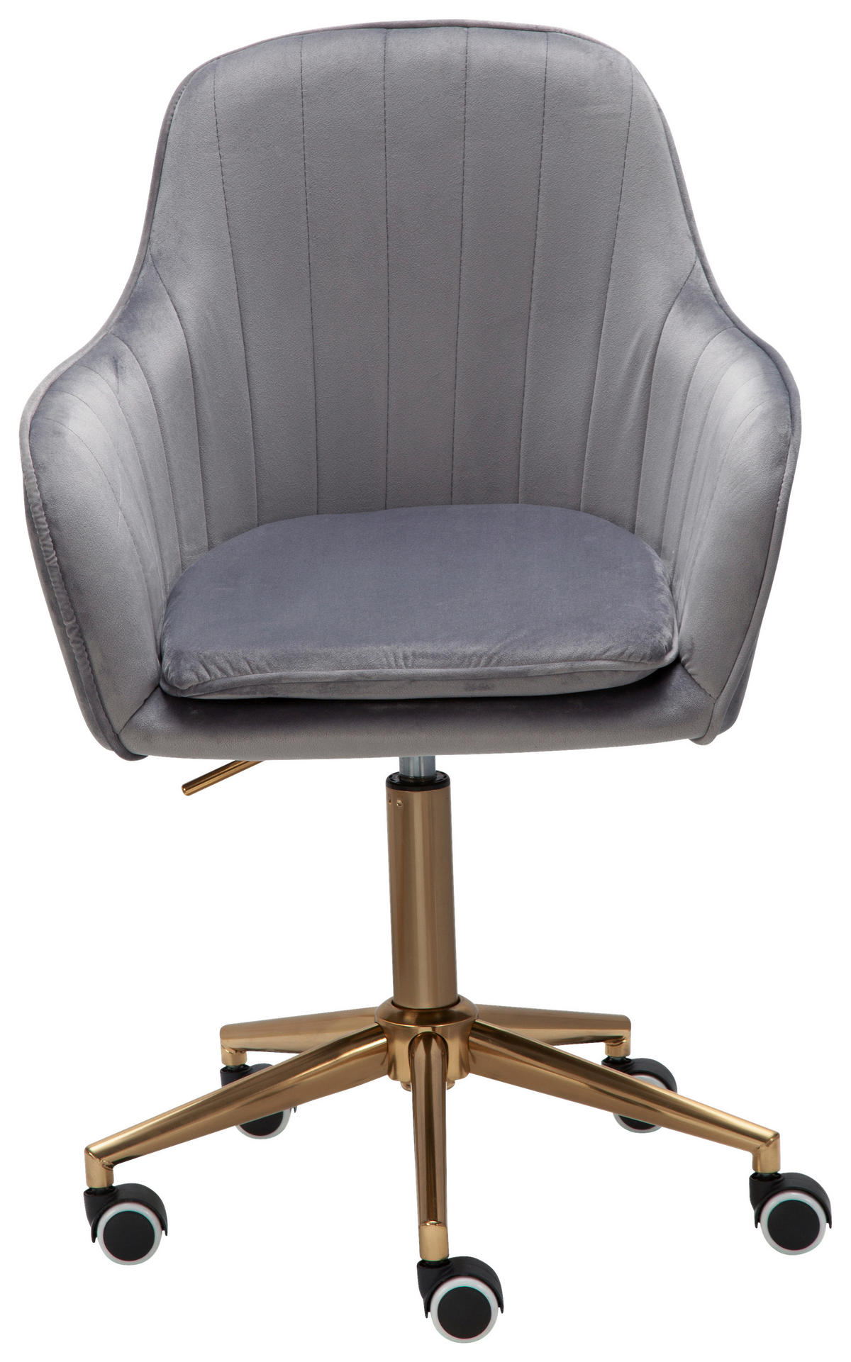 OTOČNÁ STOLIČKA, zamat, sivá - sivá/zlatá, Konventionell, kov/textil (54/105/52cm) - MID.YOU