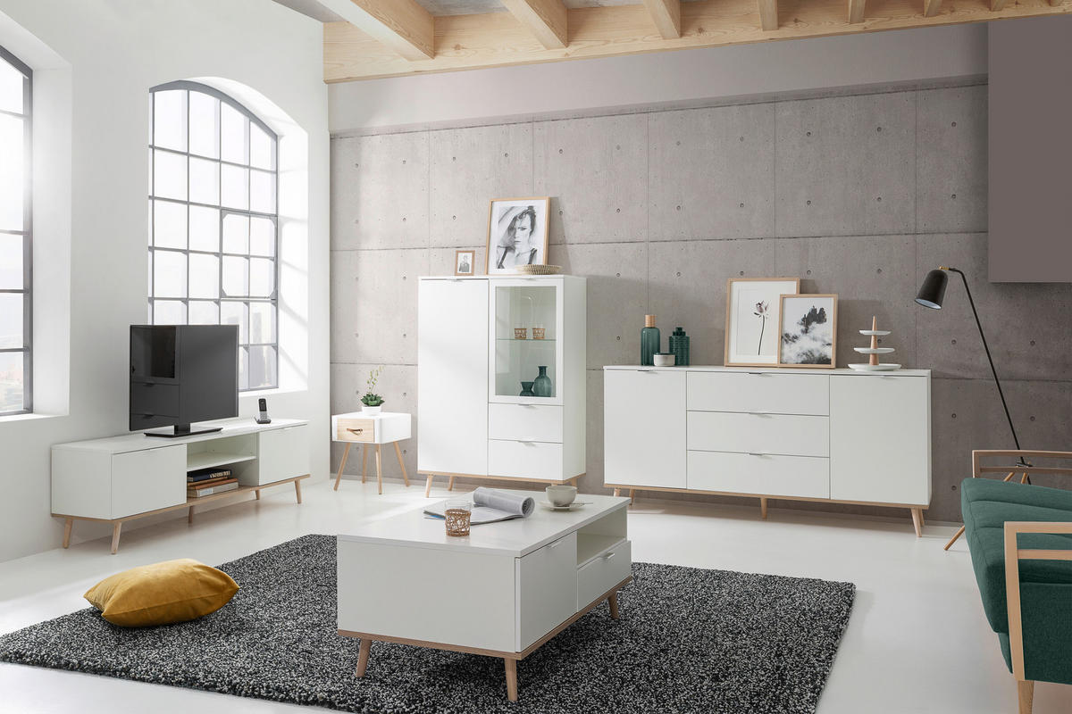 SIDEBOARD  in 180/87/40 cm  - Alufarben/Weiß, KONVENTIONELL, Holz/Holzwerkstoff (180/87/40cm) - MID.YOU