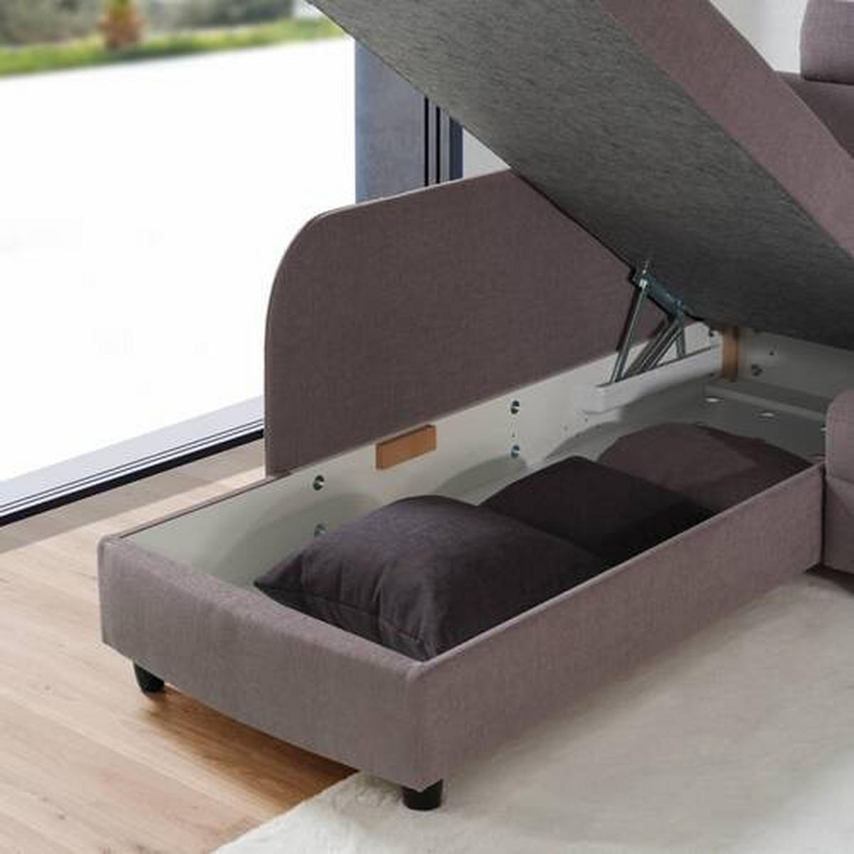 ECKSOFA in Chenille Grau  208/226 cm  - Schwarz/Grau, KONVENTIONELL, Textil (208/226cm) - Sedda