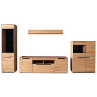 WOHNWAND 4-teilig  Wildeiche 378/196/46 cm    - Wildeiche, Natur, Glas/Holz (378/196/46cm) - Linea Natura