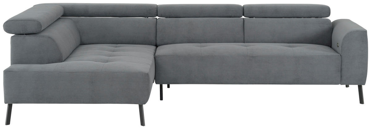ECKSOFA  in Feincord Anthrazit  205/280 cm  - Anthrazit/Schwarz, Design, Textil/Metall (205/280cm) - Xora