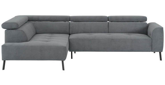 ECKSOFA  in Feincord Anthrazit  205/280 cm  - Anthrazit/Schwarz, Design, Textil/Metall (205/280cm) - Xora