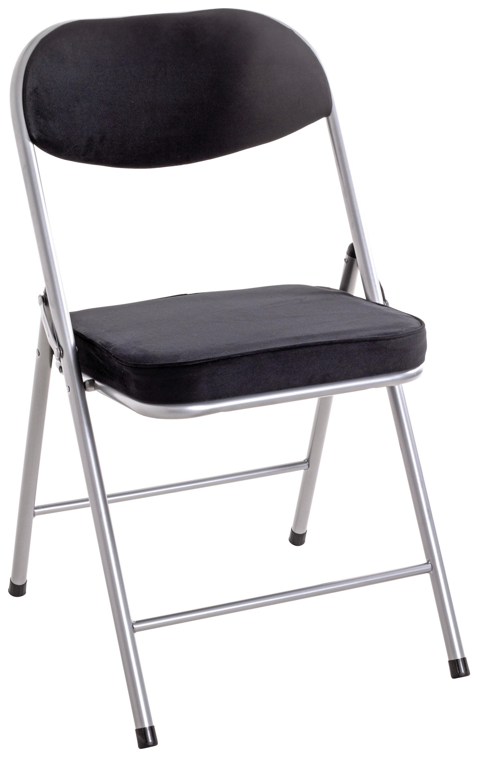 KLAPPSESSEL Samt Schwarz, Alufarben  - Schwarz/Alufarben, MODERN, Textil/Metall (47/79/53cm)