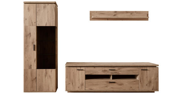 WOHNWAND  in Eichefarben  295/208/50 cm  - Eichefarben/Anthrazit, KONVENTIONELL, Glas/Holzwerkstoff (295/208/50cm) - Cantus