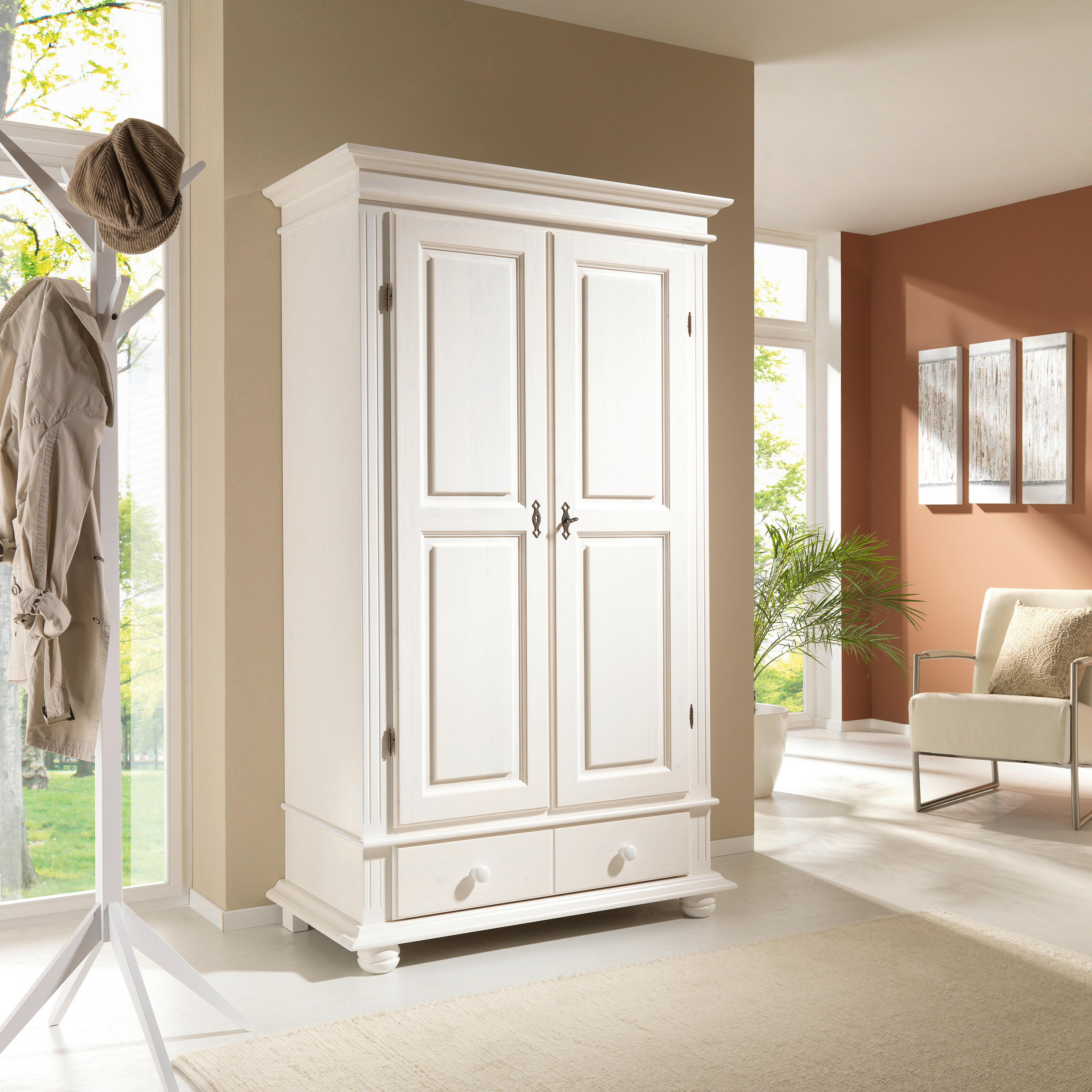 GARDEROBENSCHRANK  in 110/192/58 cm  - Schwarz/Weiß, LIFESTYLE, Holz/Metall (110/192/58cm) - Landscape