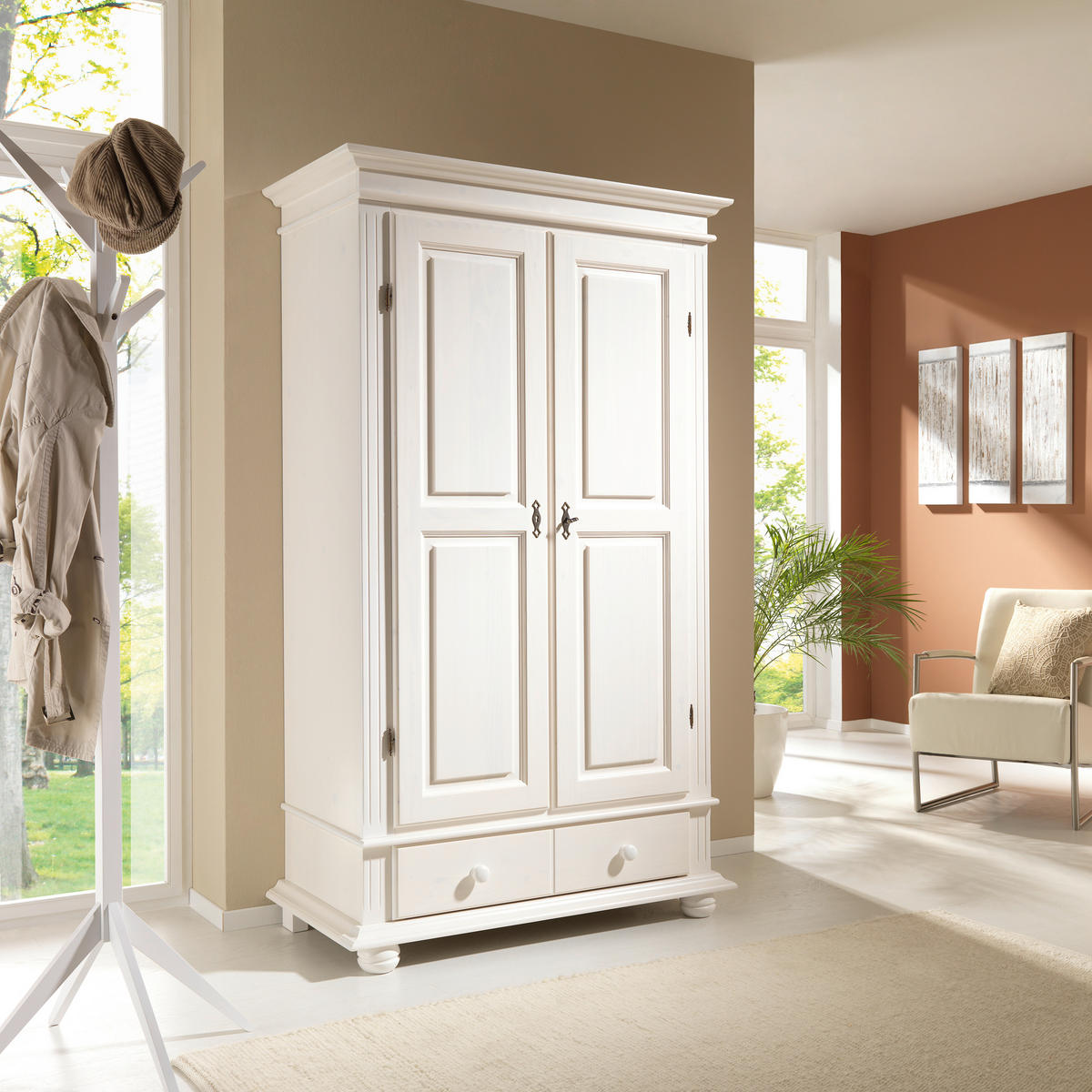 GARDEROBENSCHRANK  in 110/192/58 cm  - Schwarz/Weiß, LIFESTYLE, Holz/Metall (110/192/58cm) - Landscape