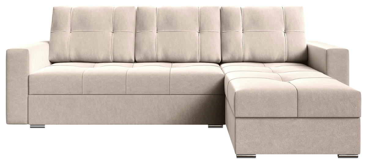 ECKSOFA Creme Samt  - Chromfarben/Creme, KONVENTIONELL, Kunststoff/Textil (233/140cm) - Carryhome