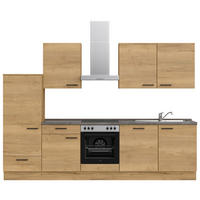 KÜCHENLEERBLOCK 300 cm   in Eichefarben, Schieferfarben  - Schieferfarben/Eichefarben, MODERN, Holzwerkstoff/Metall (300cm) - Nobilia