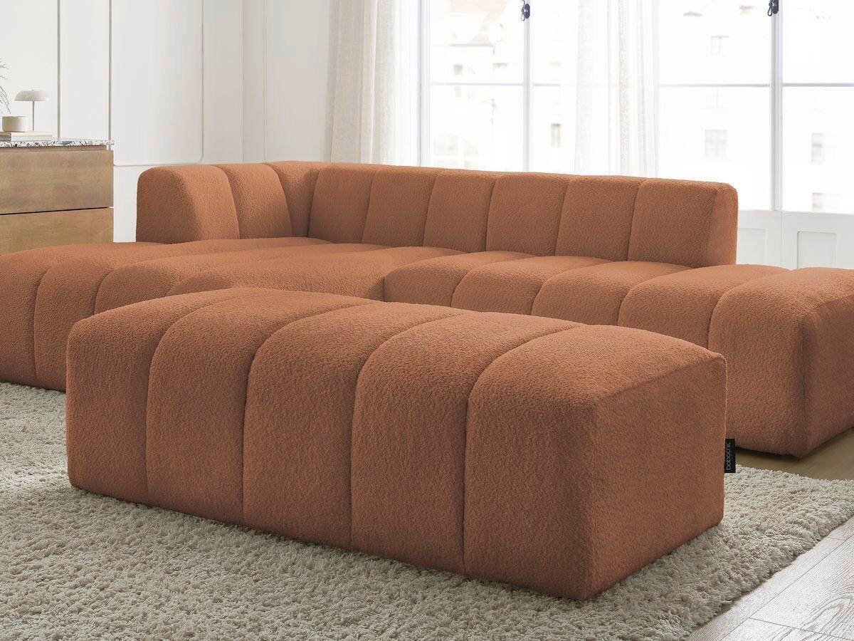 ECKSOFA  ANNECY Orange Bouclé  - Schwarz/Orange, MODERN, Kunststoff/Textil (170/262cm)