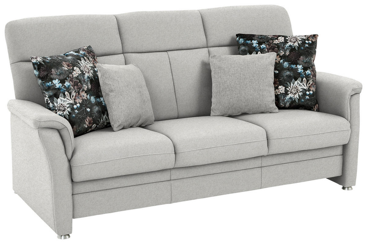 3-SITZER-SOFA Flachgewebe Ecru  - Ecru/Alufarben, Konventionell, Textil/Metall (194/100/89cm) - Beldomo Comfort