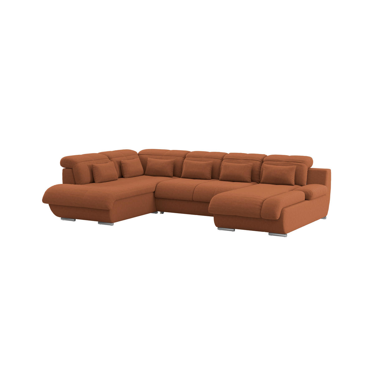WOHNLANDSCHAFT MULTI Terracotta Chenille  - Chromfarben/Terracotta, MODERN, Textil/Metall (228/345/184cm) - Livetastic