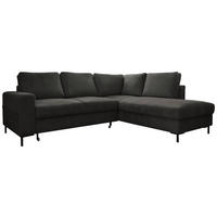 ECKSOFA in Cord Grau  - Schwarz/Grau, Design, Textil/Metall (237/197cm) - MID.YOU