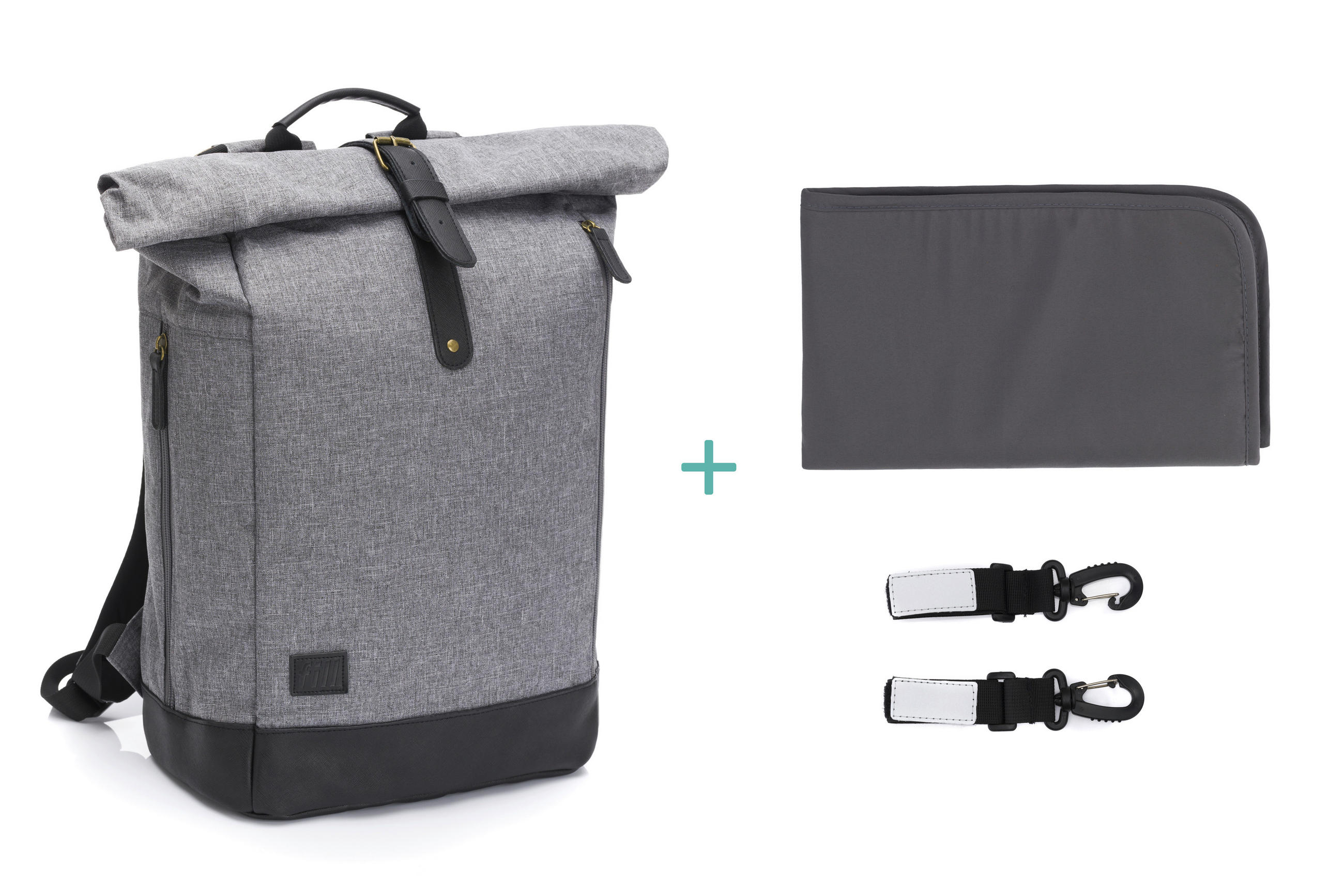 WICKELRUCKSACK  - Schwarz/Grau, Basics, Leder/Textil (53/39/16cm) - Fillikid