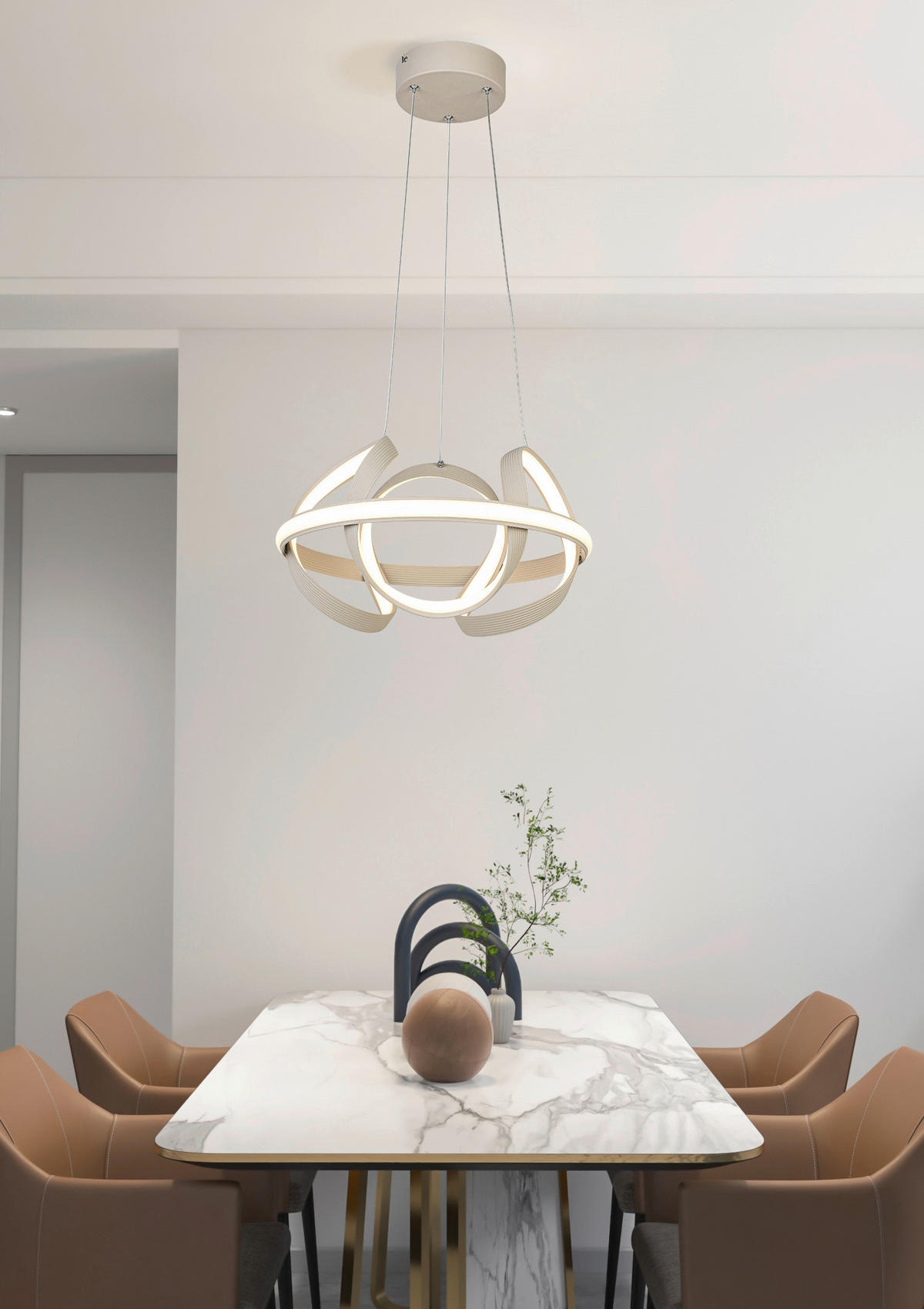 HÄNGELEUCHTE 41,5/120 cm   - Sandfarben, Trend, Kunststoff/Metall (41,5/120cm) - Collet's Monde