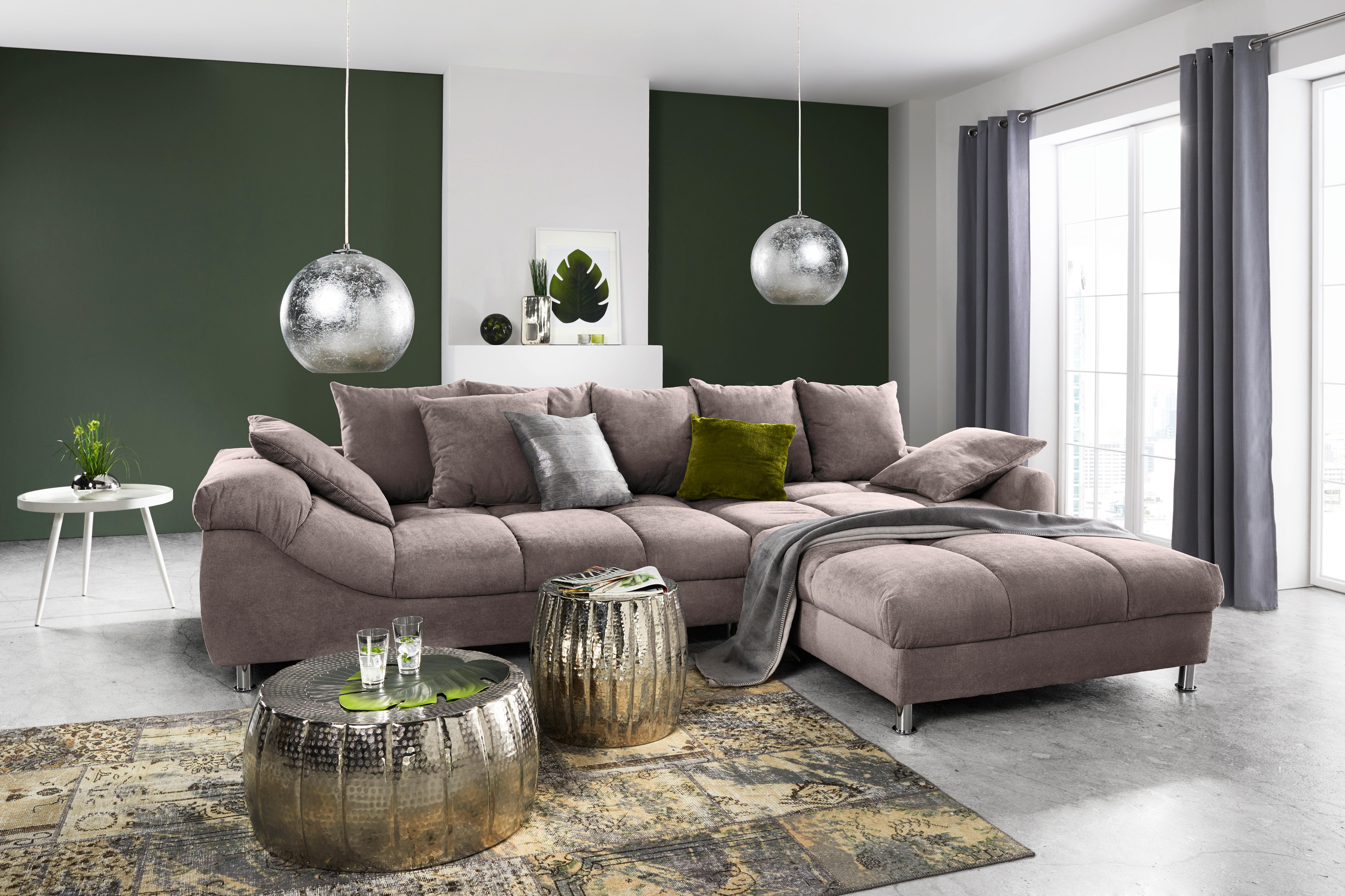 ECKSOFA in Webstoff Taupe  - Taupe, Design, Textil/Metall (337/228cm) - Carryhome