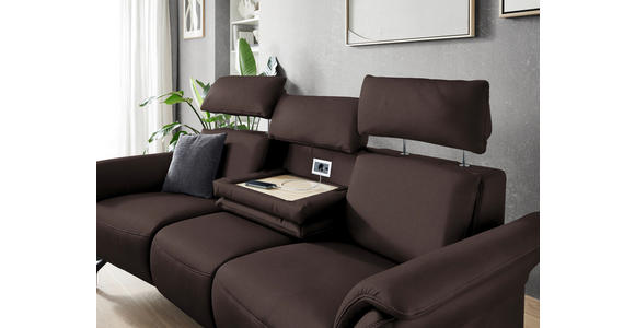 TRAPEZSOFA in Echtleder Dunkelbraun  - Dunkelbraun/Schwarz, KONVENTIONELL, Leder/Metall (221/103/95cm) - Dieter Knoll