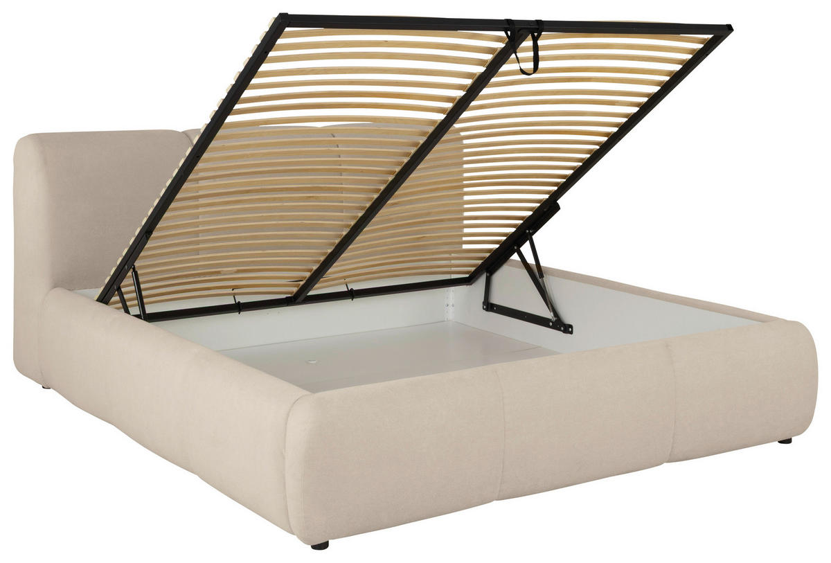 POLSTERBETT Lattenrost, Bettkasten 140/200 cm  in Beige  - Beige/Buchefarben, KONVENTIONELL, Holz/Kunststoff (140/200cm) - Boxxx