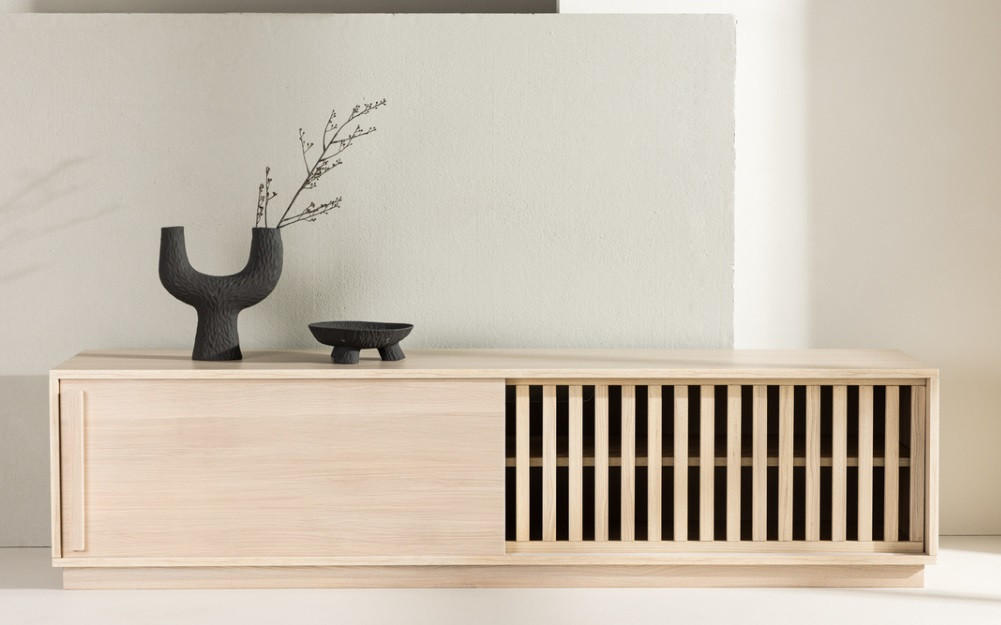 TV-BÄNK 180/45/40 cm  - vit/ekfärgad, Design, trämaterial (180/45/40cm) - Best Price