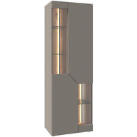 VITRINE  in furniert, mehrschichtige Massivholzplatte (Tischlerplatte), teilmassiv Wildeiche Grau, Wildeiche - Wildeiche/Grau, Design, Glas/Holz (63,8/202/42,6cm) - Voglauer