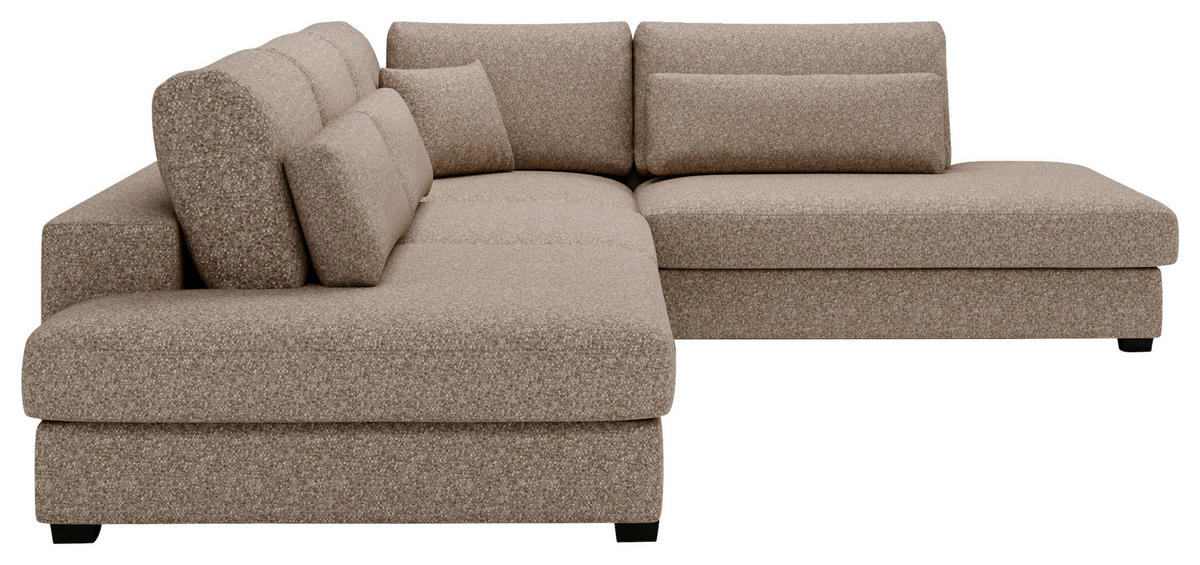 ECKSOFA in Plüsch, Bouclé Hellbraun  - Hellbraun/Schwarz, Design, Kunststoff/Textil (332/244cm) - Livetastic