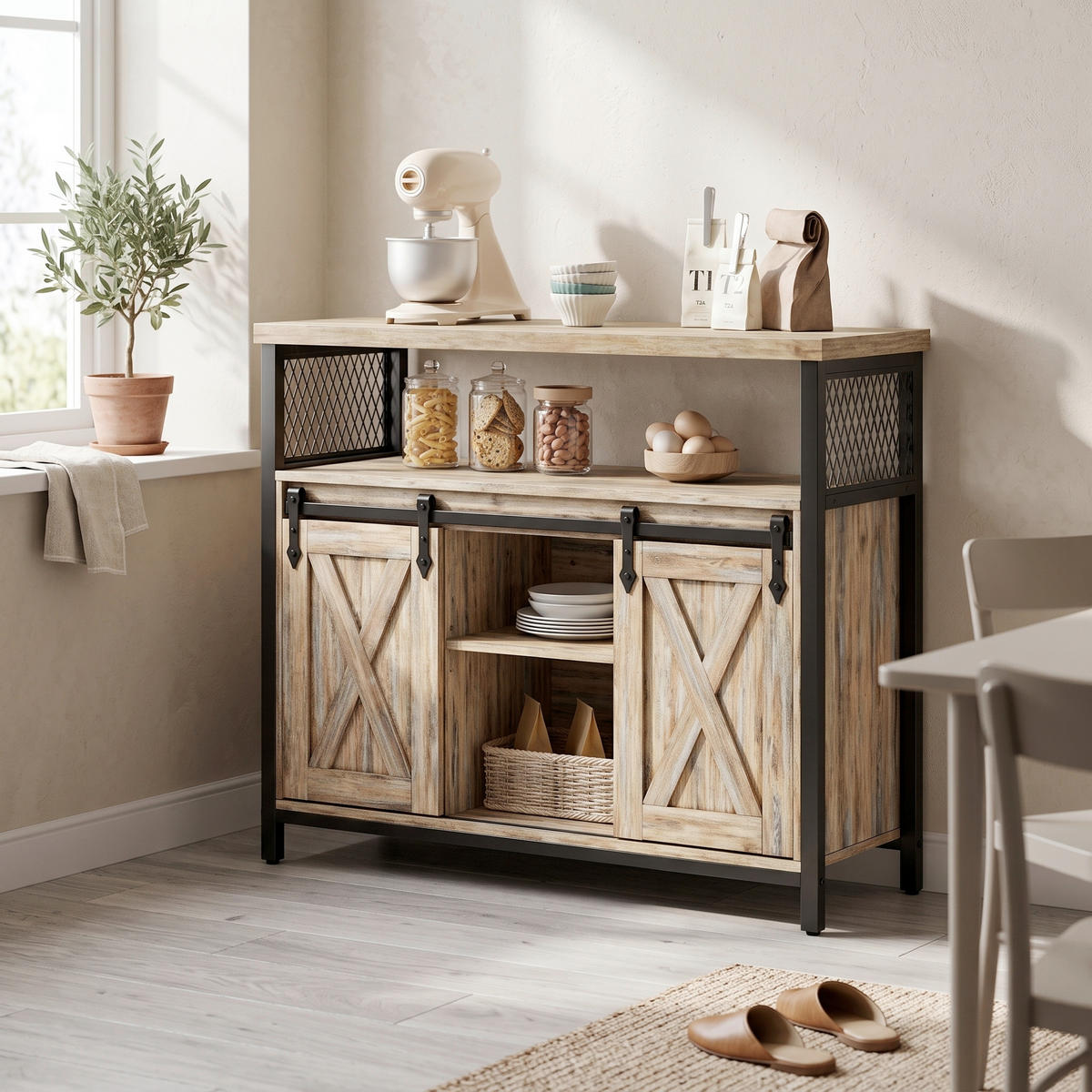 SIDEBOARD  100/80/33 cm  - Schwarz/Braun, MODERN, Holzwerkstoff/Metall (100/80/33cm) - MID.YOU