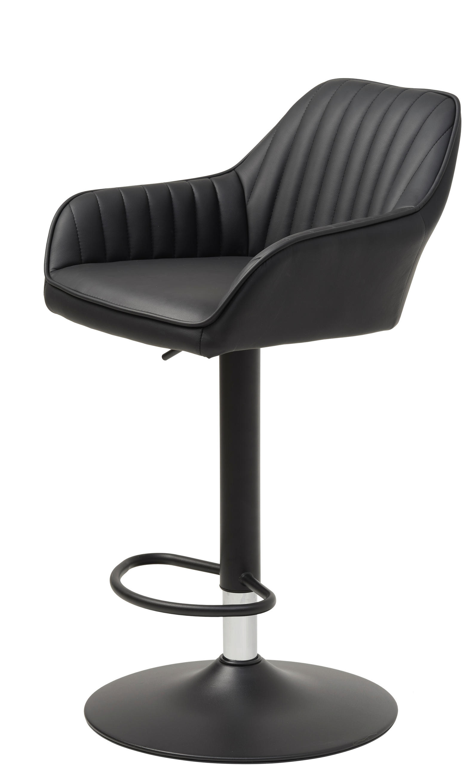 BARHOCKER Lederlook Schwarz Sitzfläche 360° drehbar  - Schwarz, MODERN, Textil/Metall (50/88-104/53cm) - Livetastic