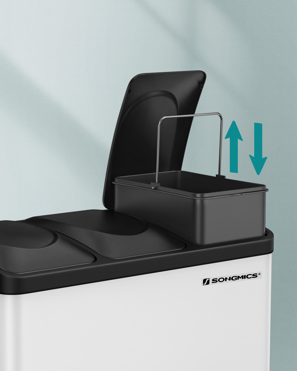 ABFALLSAMMLER 45 l  Metall, Kunststoff  - Weiß, Basics, Kunststoff/Metall (60,5/48,5/40,5cm)