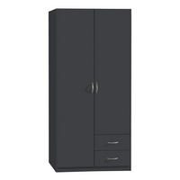 KLEIDERSCHRANK in Grau  - Silberfarben/Grau, Konventionell, Holzwerkstoff/Kunststoff (91/197/54cm) - Boxxx