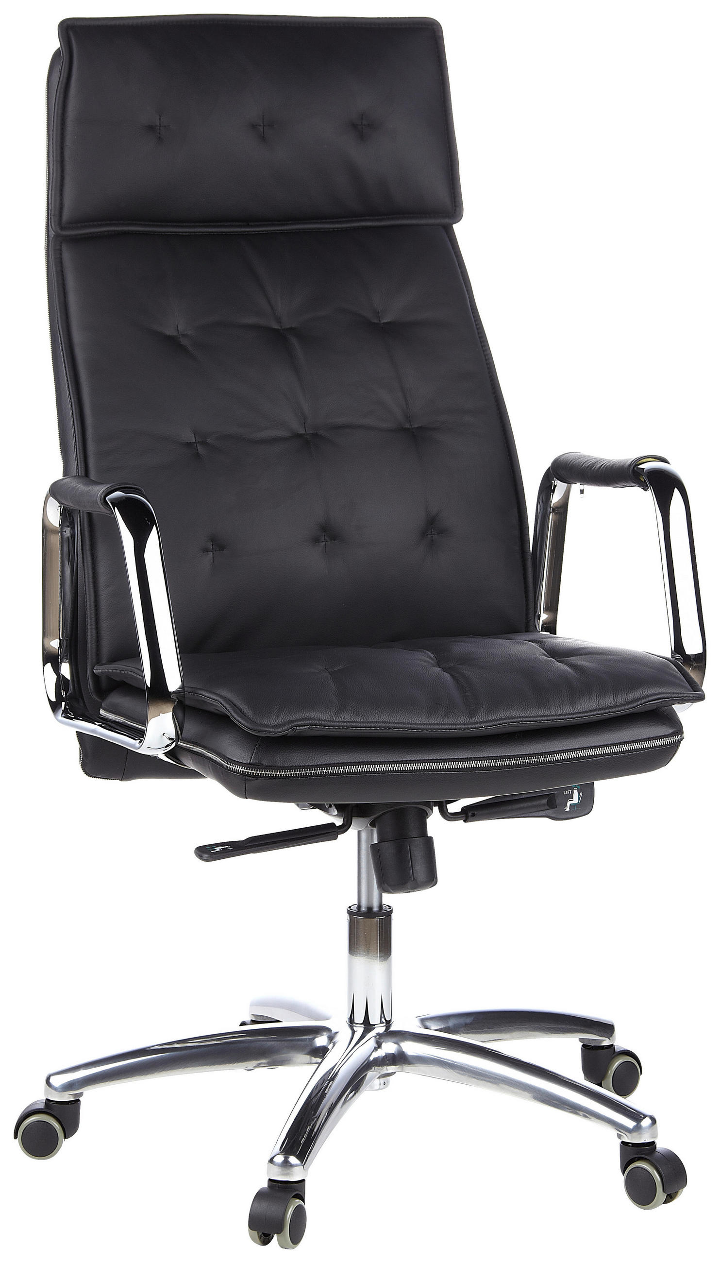 KONTORSSTOL  i svart  - svart, Basics, metall/läder (60/130/48cm) - MID.YOU