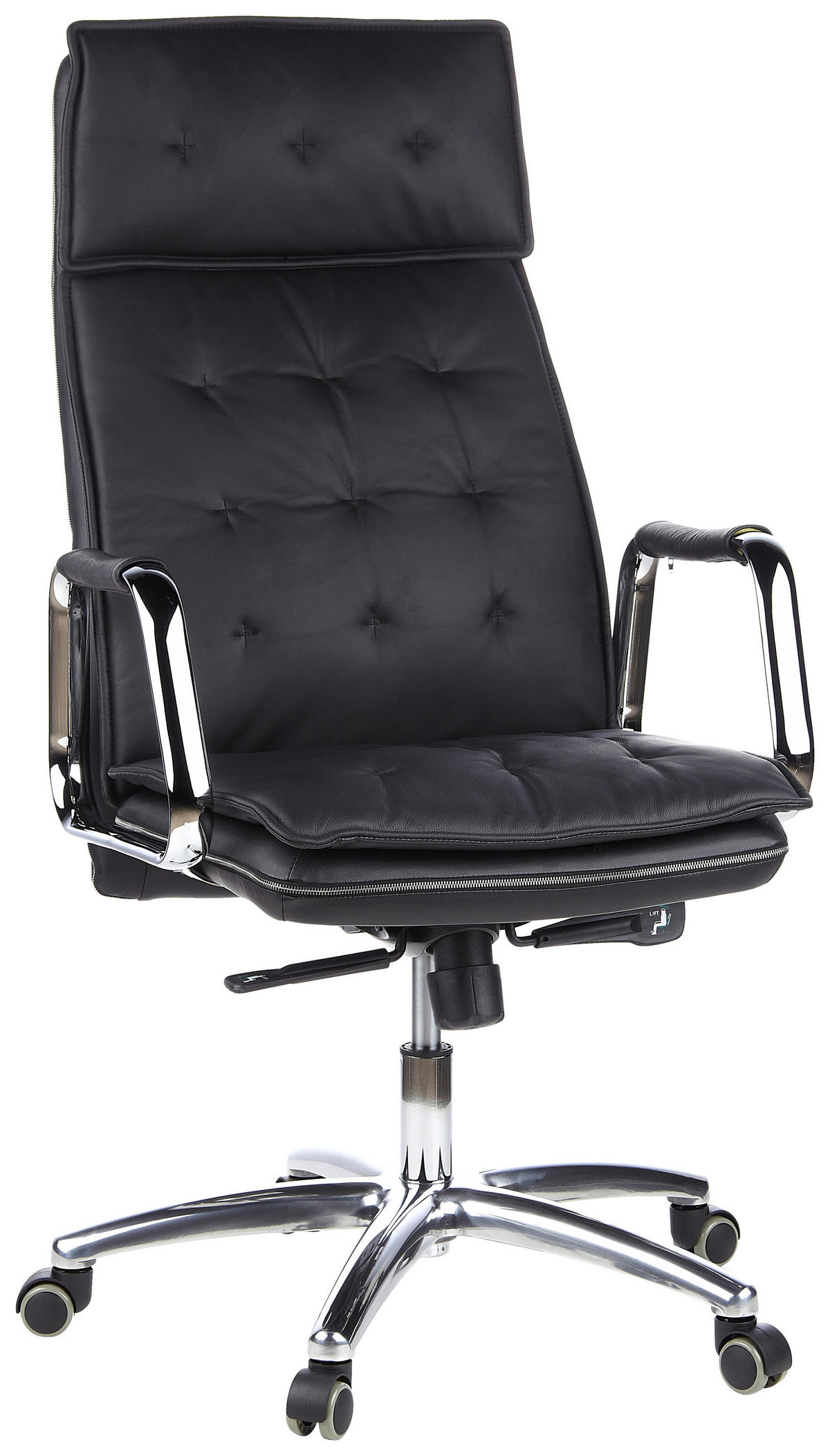 CHEFSESSEL Schwarz  - Schwarz, Basics, Leder/Kunststoff (60/130/48cm) - MID.YOU