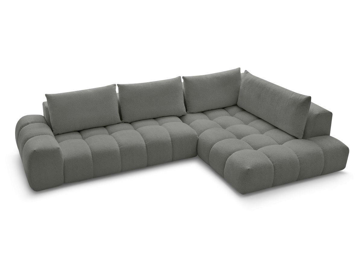 ECKSOFA Ottomane rechts  EVEREST Dunkelgrau Flachgewebe  - Dunkelgrau/Schwarz, MODERN, Kunststoff/Textil (352/210cm) - Livetastic