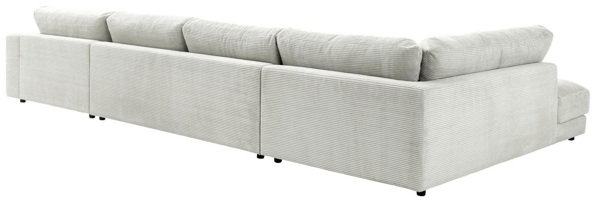 WOHNLANDSCHAFT in Cord Hellgrau  - Hellgrau/Schwarz, Design, Kunststoff/Textil (224/425/190cm) - Hom`in