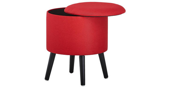 HOCKER in Holz, Textil, Holzwerkstoff Rot, Schwarz - Rot/Schwarz, Trend, Holz/Holzwerkstoff (40/46/40cm) - Xora