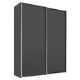 SCHWEBETÜRENSCHRANK  in Anthrazit  - Anthrazit/Alufarben, Design, Holzwerkstoff/Metall (200/222/68cm) - Moderano