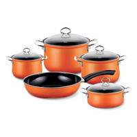 KOCHTOPFSET Nouvelle 5-teilig  - Klar/Orange, Basics, Glas/Metall - Riess