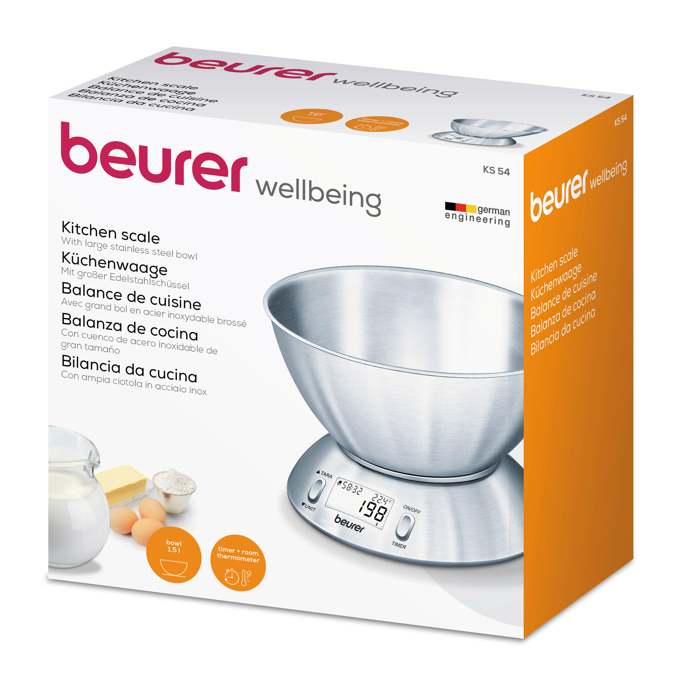KÜCHENWAAGE  - Edelstahlfarben, Basics, Metall (21/21/11cm) - Beurer