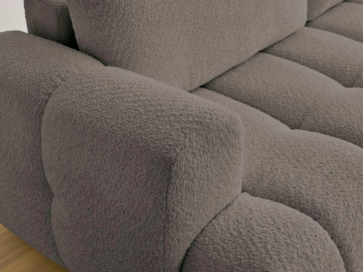SCHLAFSOFA FUJI Bouclé Taupe  inkl.  - Taupe/Schwarz, MODERN, Kunststoff/Textil (251/113/88cm)